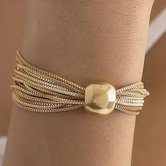 NEW Layering Bracelet 7" 8" 9" Box Chain Layer Gold Tone Trendy Trending F19 - Picture 1 of 4